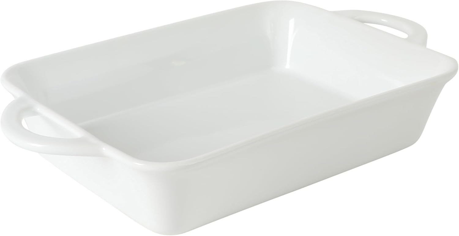 Gibson Home Gracious Dining 2.5-Quart White Stoneware Rectangular Baki