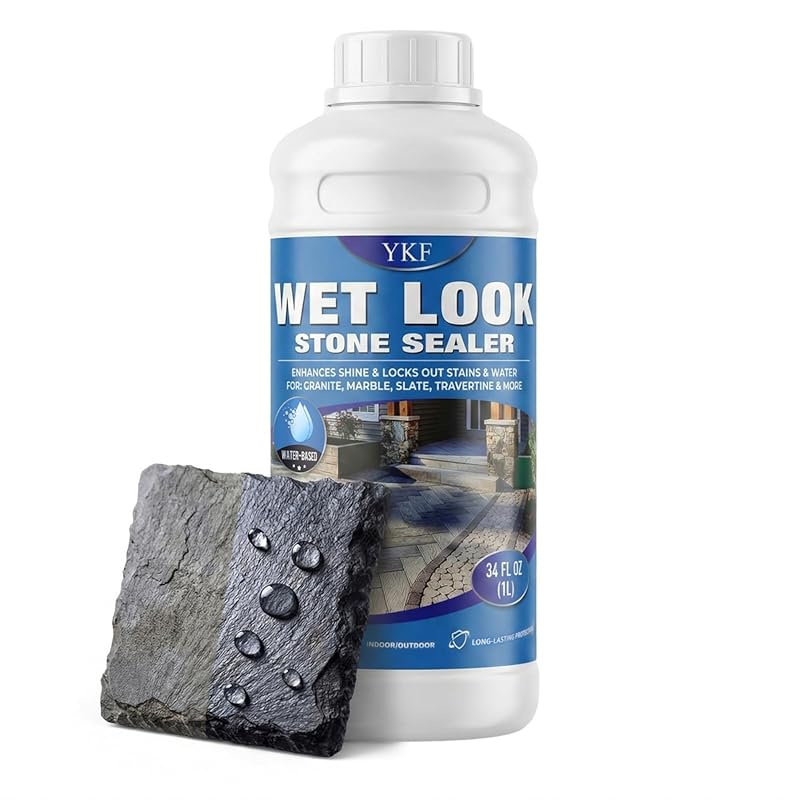 YKF Wet Look Stone Sealer, 1 Quart Satin Finish Color Enhancer for Pav