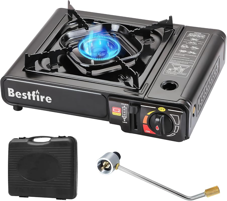 BESTFIRE Portable Dual Fuel Camping Stove: 10,000 BTU Butane & Propane