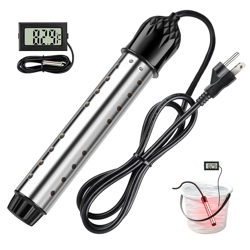Portable 2000W Immersion Water Heater for Buckets, Tubs & Pools, Intel
