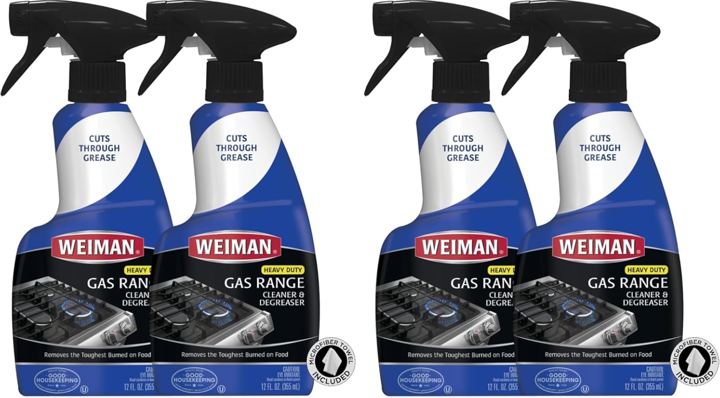 Weiman Heavy Duty Gas Range & Stove Top Cleaner Degreaser, 4-Pack with