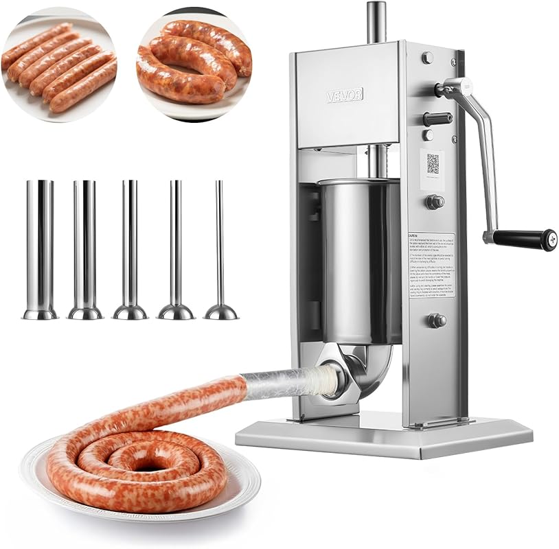 VEVOR Heavy Duty 7 LBS/3 L Manual Vertical Sausage Stuffer, Dual-Speed