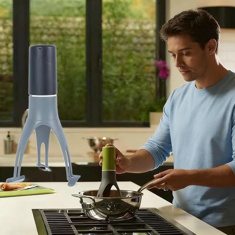 2PCS Automatic Portable Pot Stirrer: Compact Plastic Design for Eggs, 