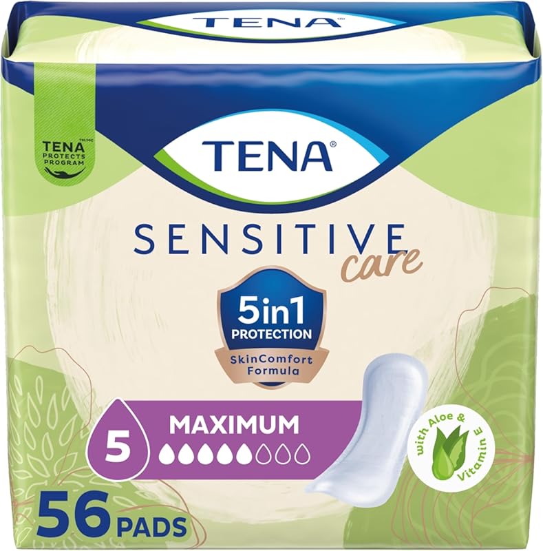 TENA Sensitive Care Maximum Pads, Regular Length, High Absorbency, Bla