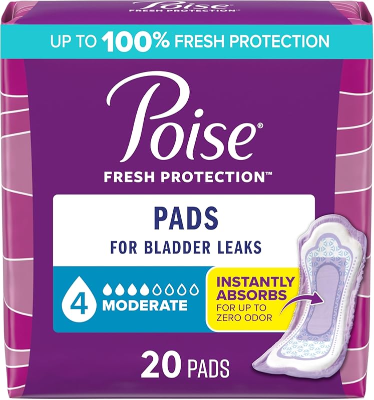 Poise Incontinence & Postpartum Pads for Bladder Leaks, 4 Drop Moderat