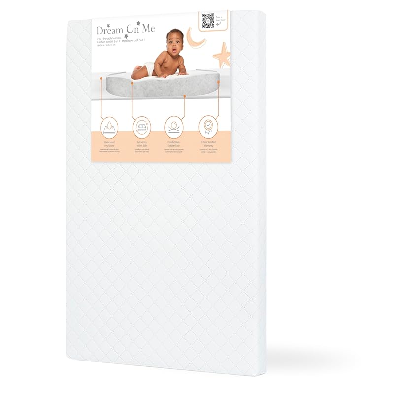 Dream On Me Holly 2-in-1 Mini Portable Crib Mattress: Dual Sided, Wate