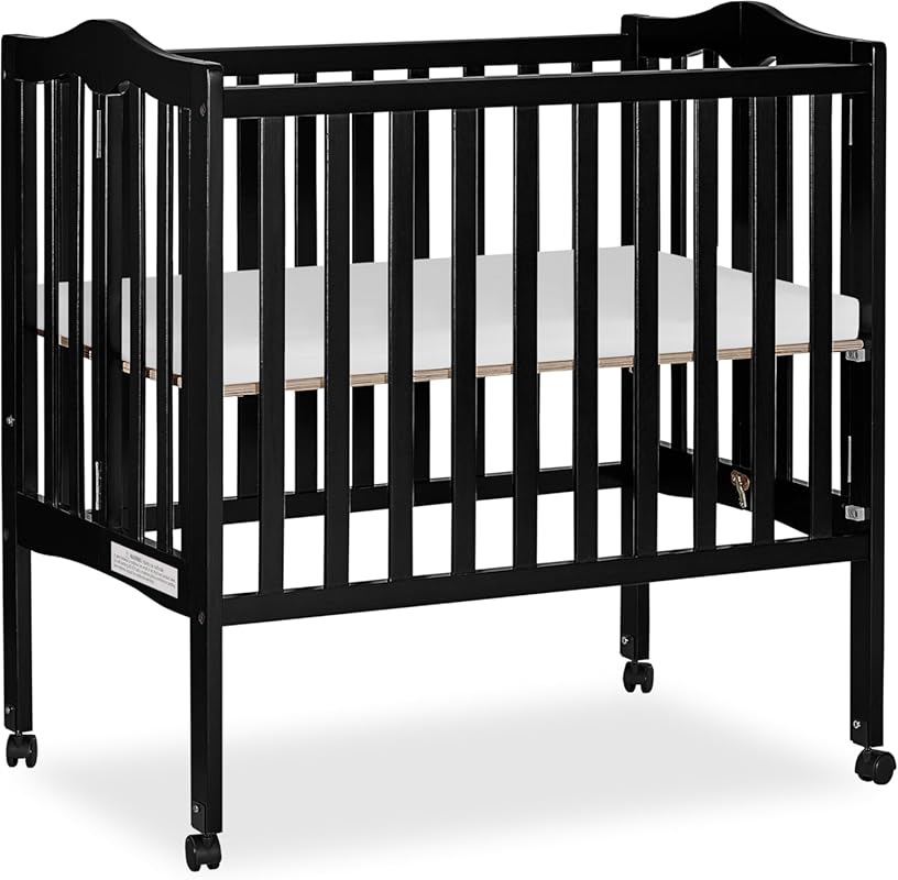 Dream On Me 2-in-1 Lightweight Portable Folding Crib, Black, GreenGuar