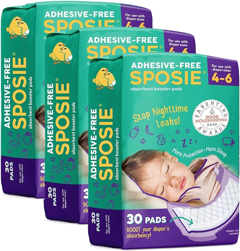Sposie Overnight Diaper Booster Pads, Adhesive-Free Inserts for Sizes 