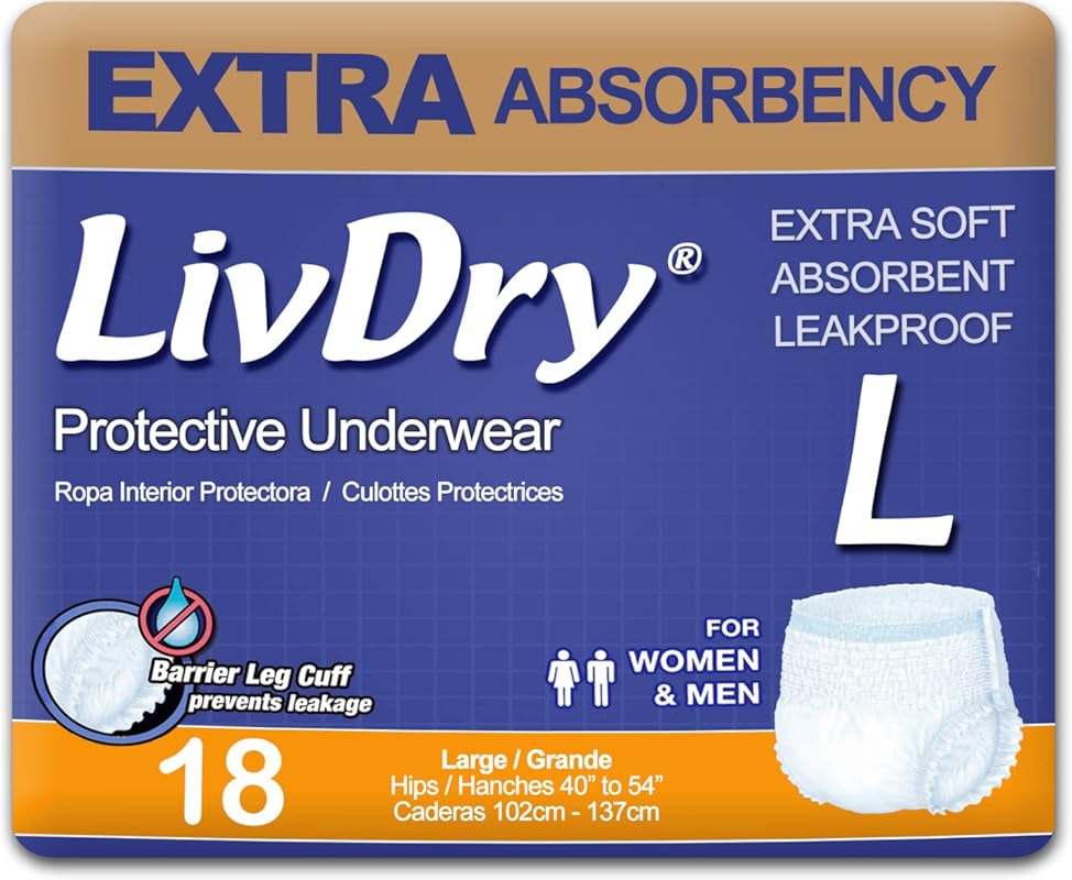 LivDry Adult Incontinence Underwear - Extra Absorbency Adult Diapers w