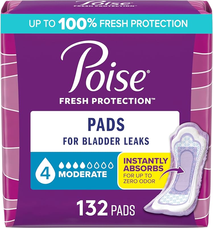 Poise Incontinence & Postpartum Pads for Bladder Leaks, 4 Drop Moderat