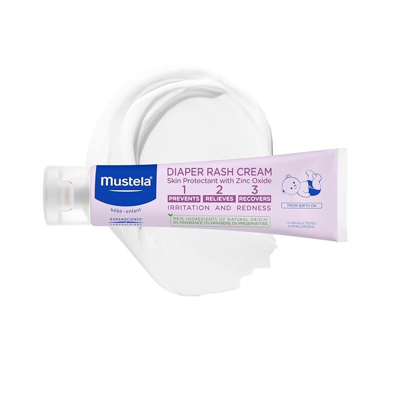 Mustela Baby Diaper Rash Cream 123 with Zinc Oxide, Fragrance & Parabe