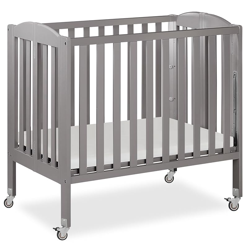 Dream On Me 3-in-1 Portable Mini Folding Crib, Steel Grey, with GreenG