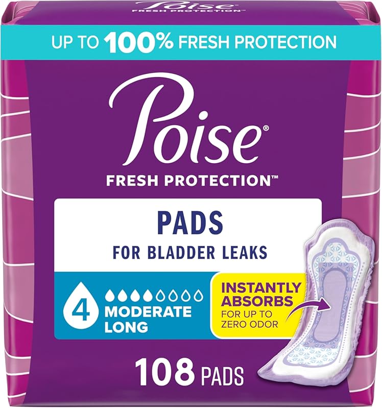 Poise Incontinence & Postpartum Pads for Bladder Leaks, 4 Drop Moderat