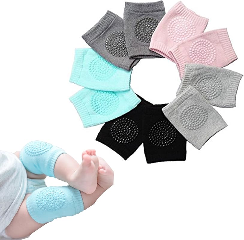 BOSONER Anti-Slip Baby Crawling Knee Pads (5 Pairs) - Unisex Kneepads 