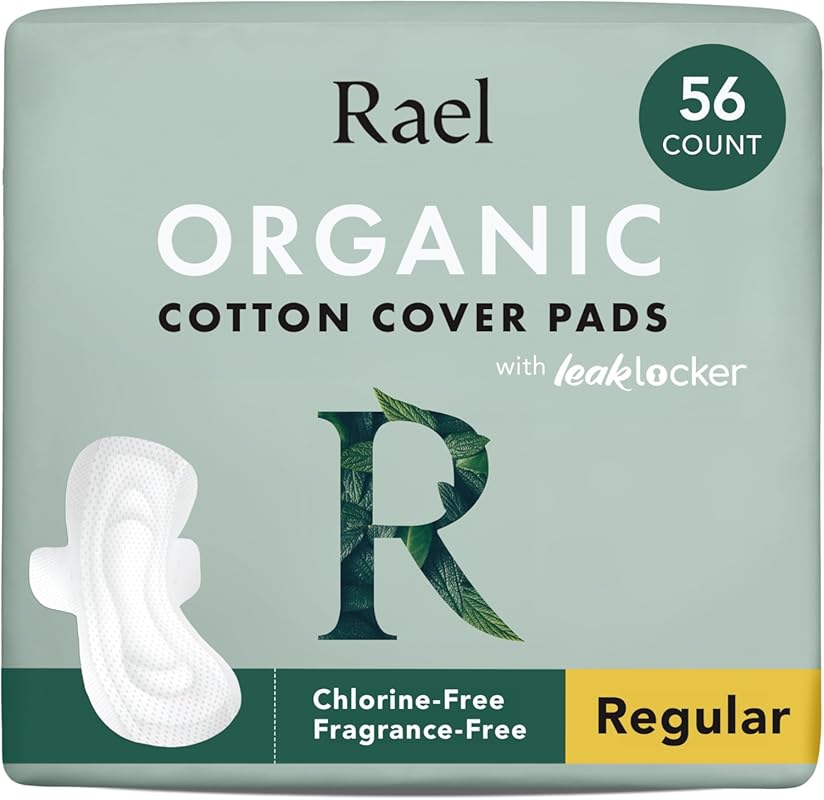 Rael Organic Cotton Pads for Women – Ultra Thin, Moderate Absorbency S