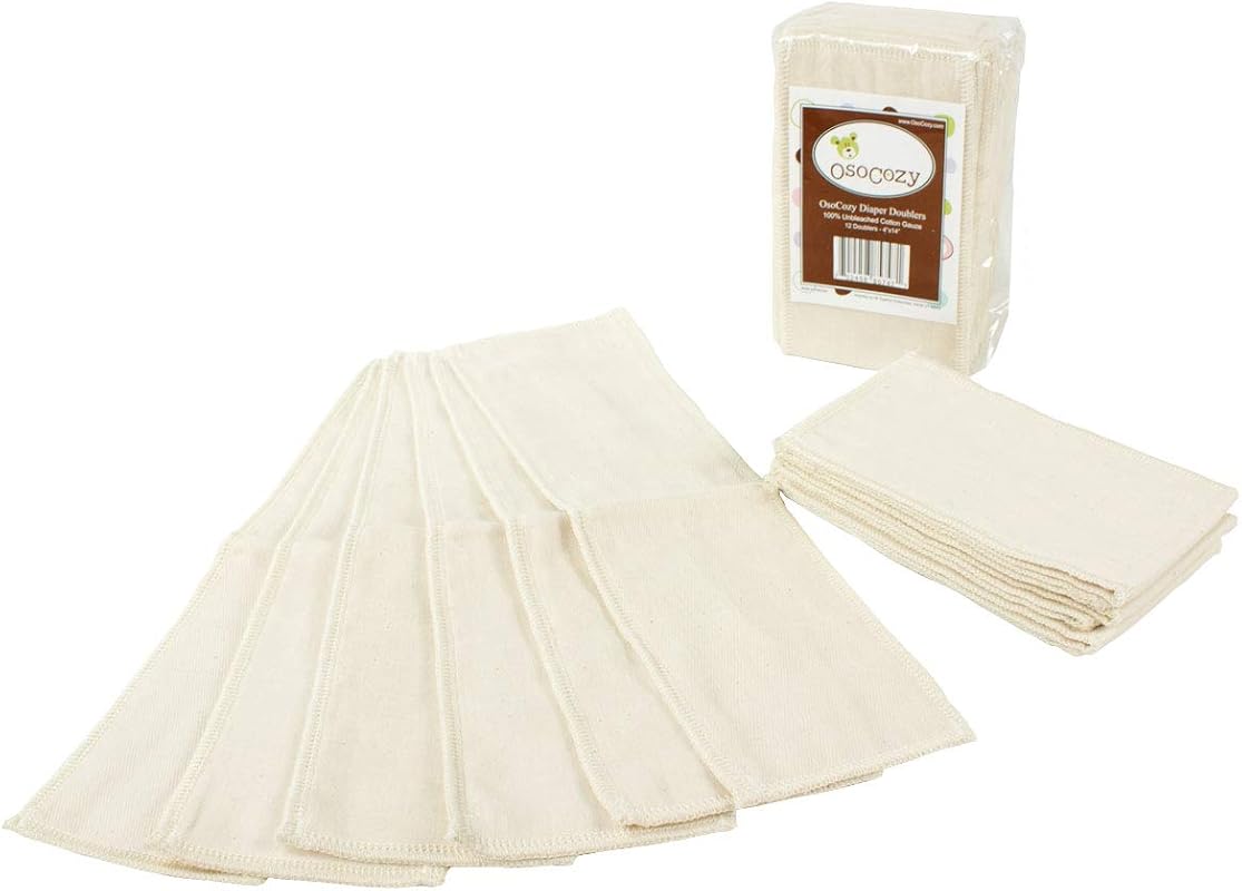 OsoCozy Gauze Cloth Diaper Doublers, 100% Unbleached Cotton, 6 Layers 