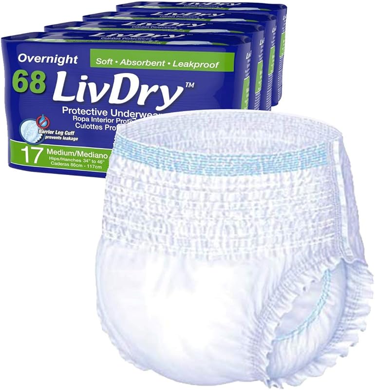LivDry M Overnight Adult Diapers for Women & Men, Incontinence Underwe