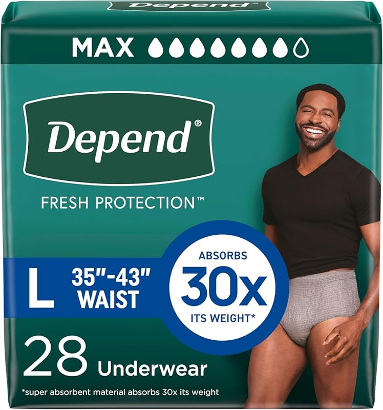 Depend Fresh Protection Adult Diapers for Men: Maximum Absorbency Disp
