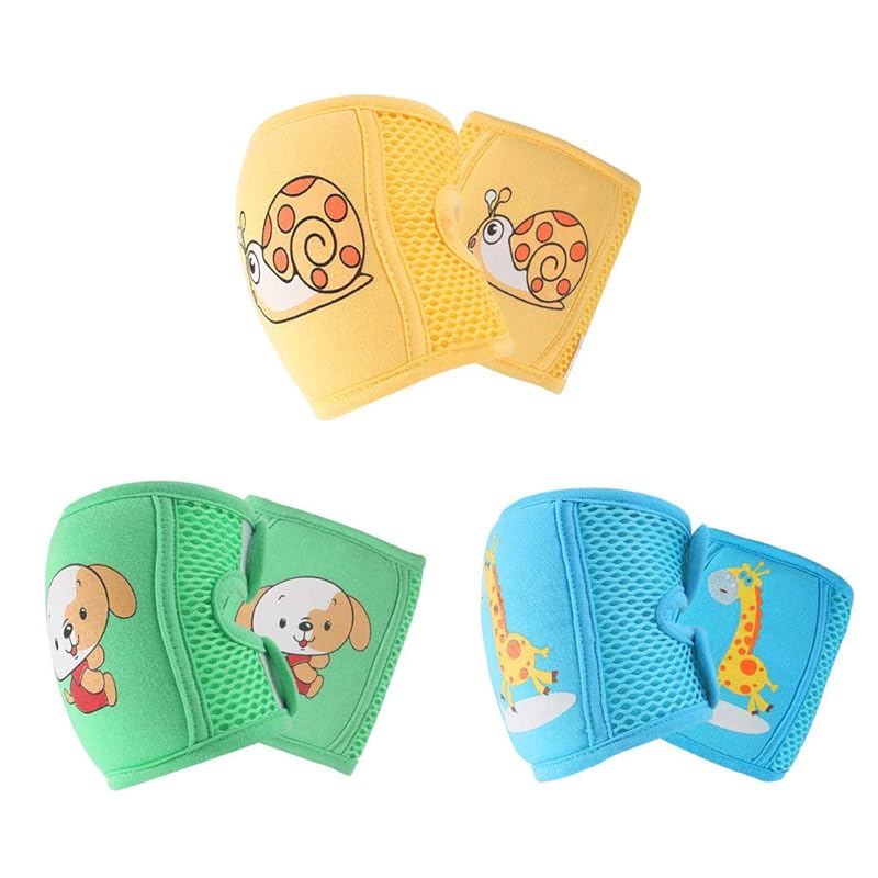 NASHRIO Anti-Slip Baby Knee Pads (3 Pairs) for Crawling - Breathable M