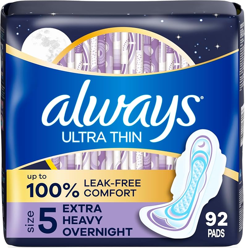 Always Ultra Thin Overnight Pads, Size 5 Extra Heavy Overnight Absorbe