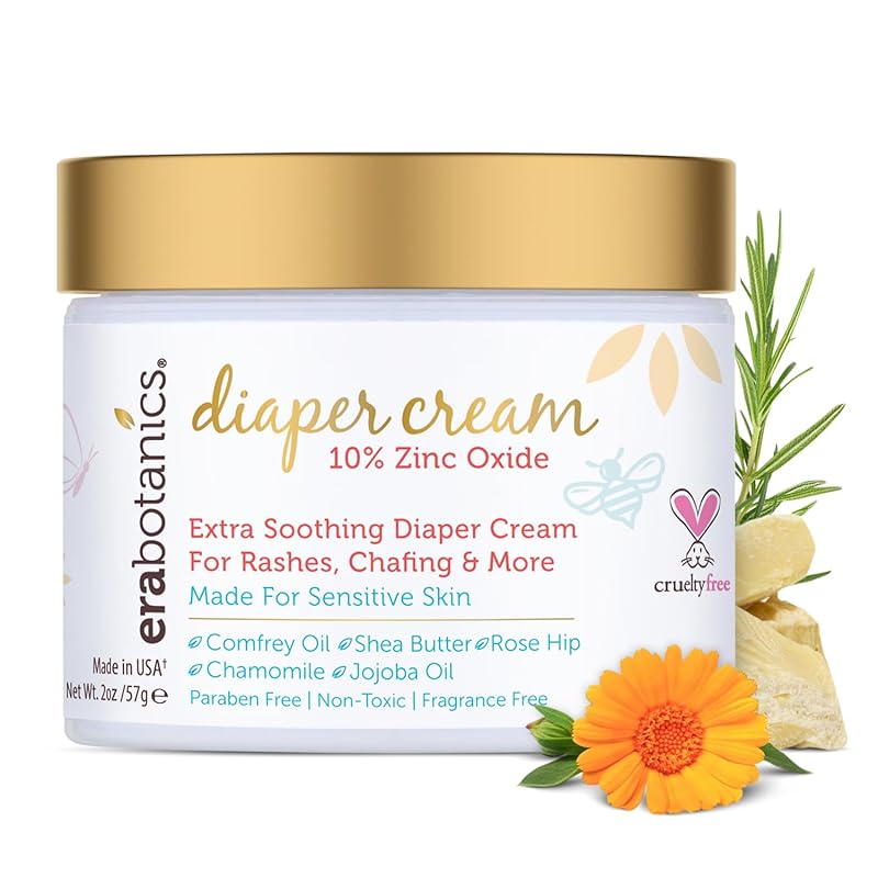 Era Organics Diaper Rash Cream For Baby, Soothing Moisturizer with Zin