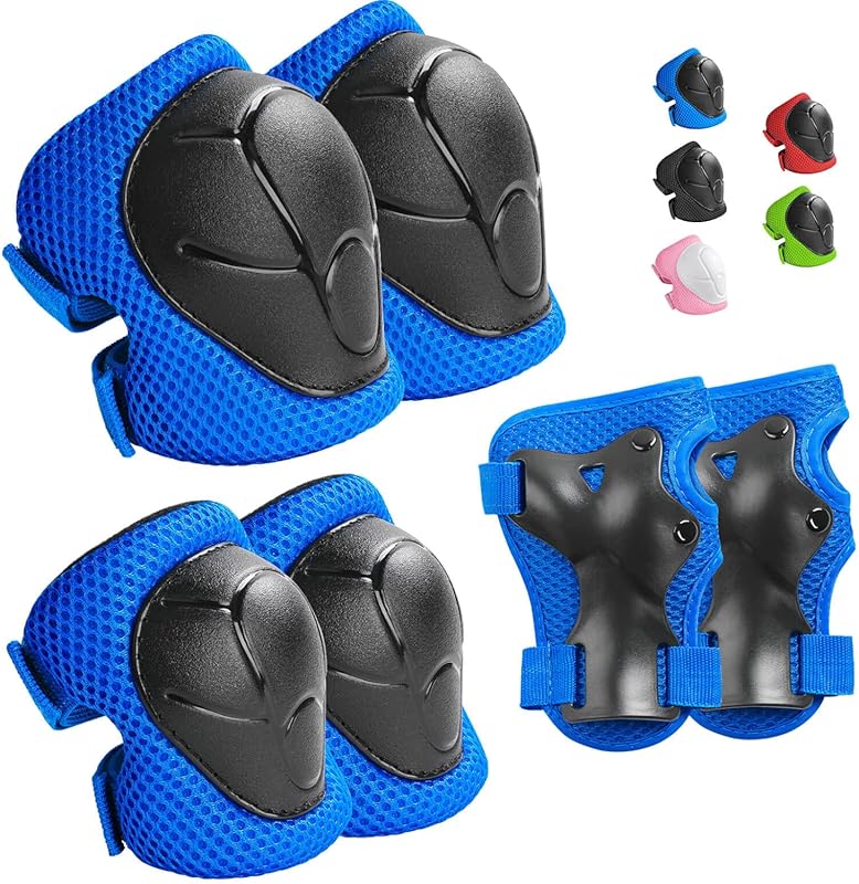 Kids Protective Gear Set: Knee, Elbow Pads & Wrist Guards for 3-14 Yea