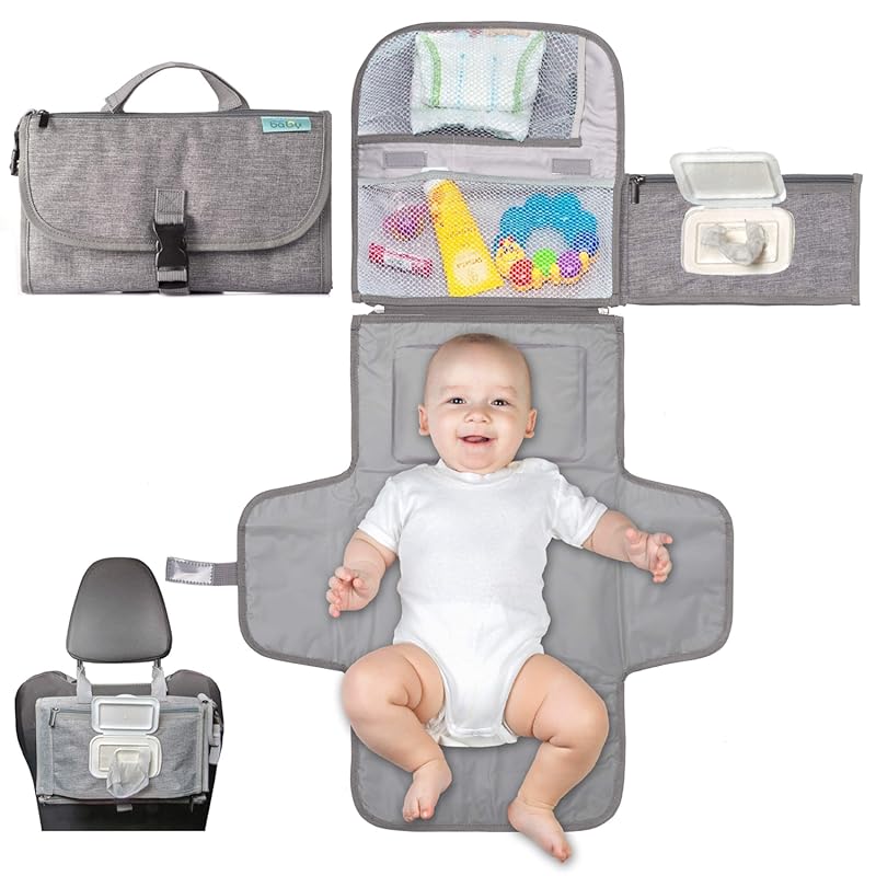 Kopi Baby Classic Portable Diaper Changing Pad with Wipes Pocket, Smar