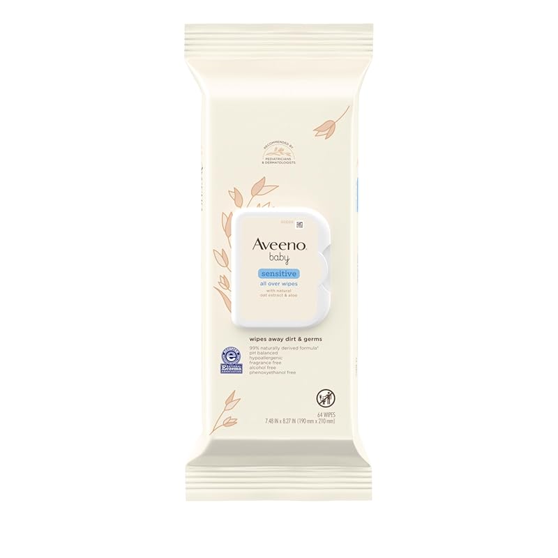 Aveeno Baby Sensitive All Over Wipes with Aloe, Natural Oat Extract, H