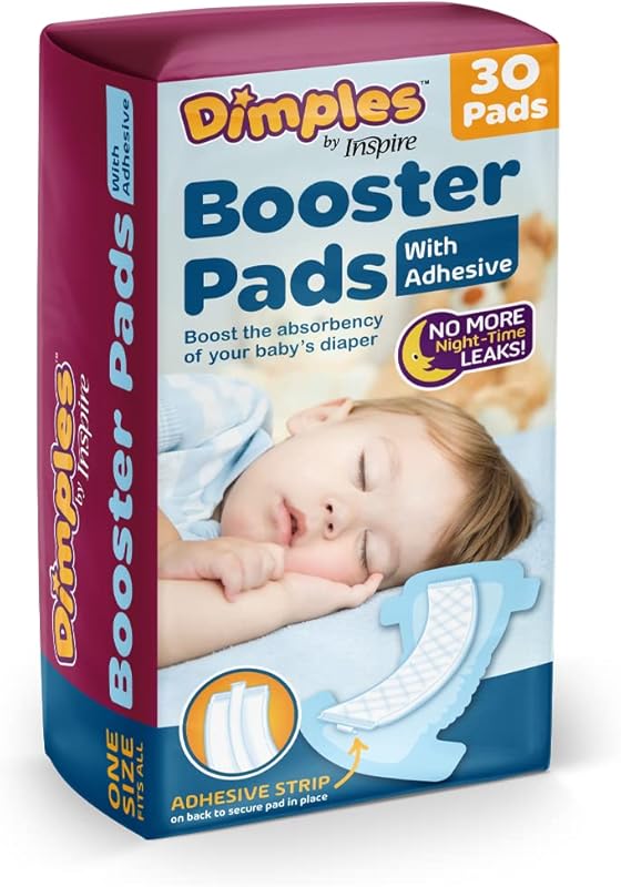 Inspire Dimples Baby Diaper Booster Pads with Adhesive for Extra Absor