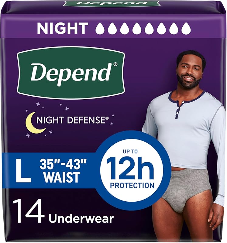 Depend Night Defense Adult Diapers for Men: Disposable Overnight Incon