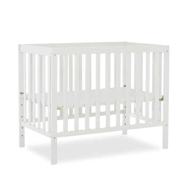 Dream On Me Edgewood 4-in-1 Convertible Mini Baby Crib, White, GreenGu