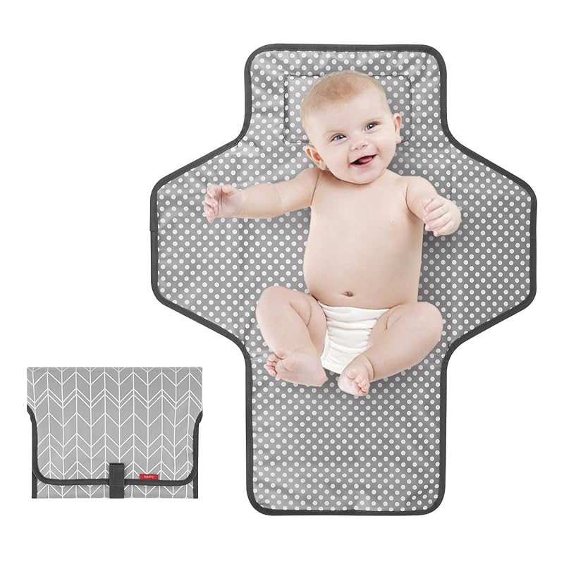 Portable Waterproof Travel Changing Pad for Baby with Built-in Pillow 