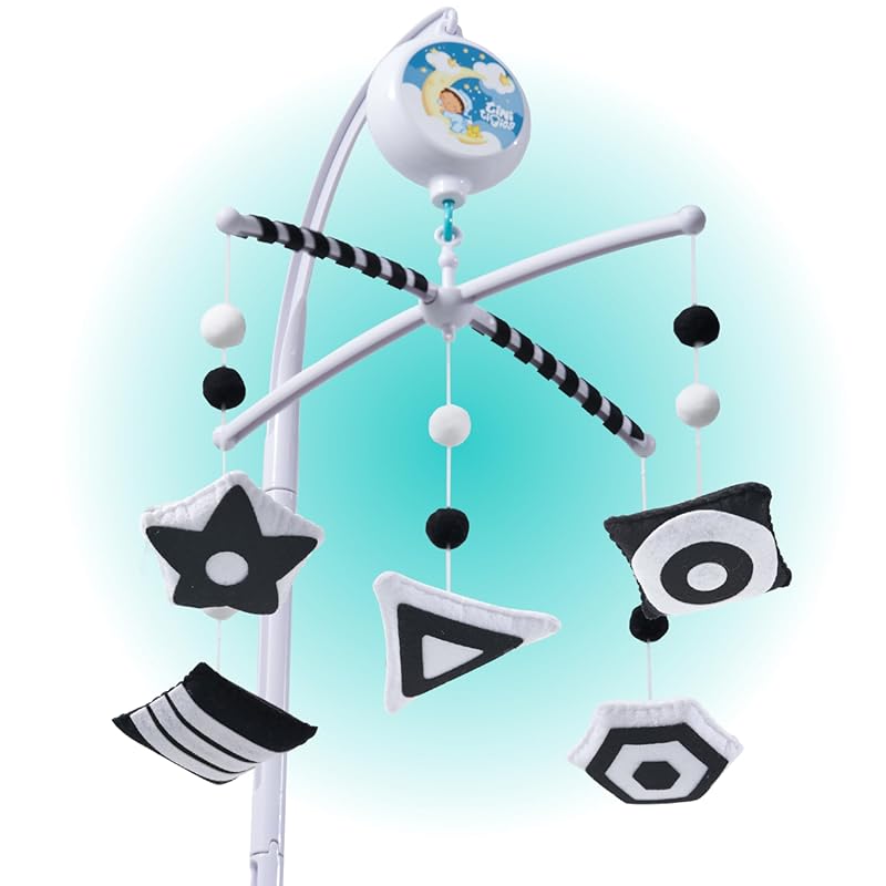 TINITIGIES Montessori Black and White Crib Mobile (Geometry) for Newbo