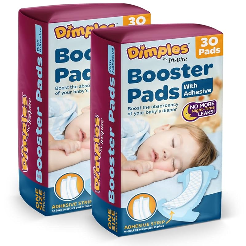 Inspire Dimples Baby Diaper Booster Pads with Adhesive for All Diapers