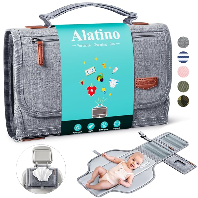 Portable Detachable Changing Pad for Baby with Wipes Pocket – Grey Tra