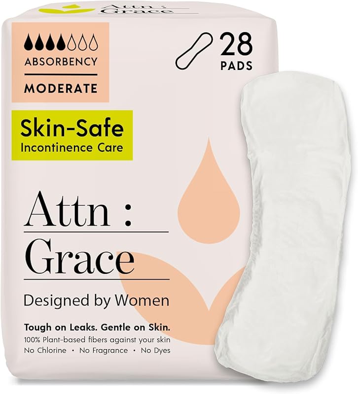 Attn: Grace Plant-Based Moderate Incontinence Pads for Women, High Abs