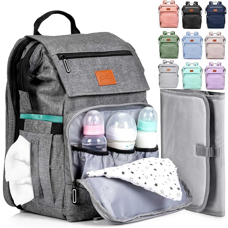 PILLANI Large Waterproof Travel Diaper Bag Backpack for Girls & Boys w
