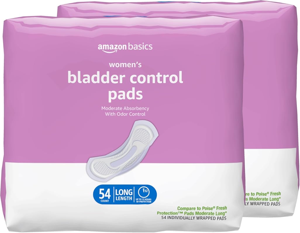 Amazon Basics Incontinence Pads for Women, Postpartum Bladder Control,