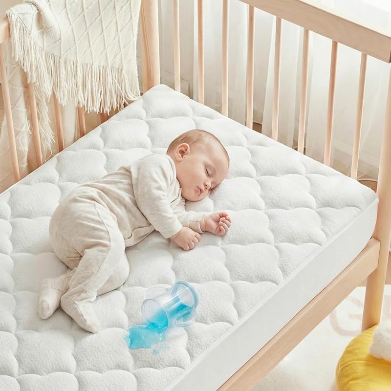 SLEEP ZONE Waterproof Quilted Crib Mattress Protector Pad