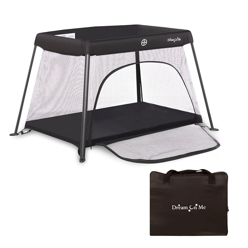 Dream On Me Travel Light Baby Playard with Zipper Access Door, Breatha