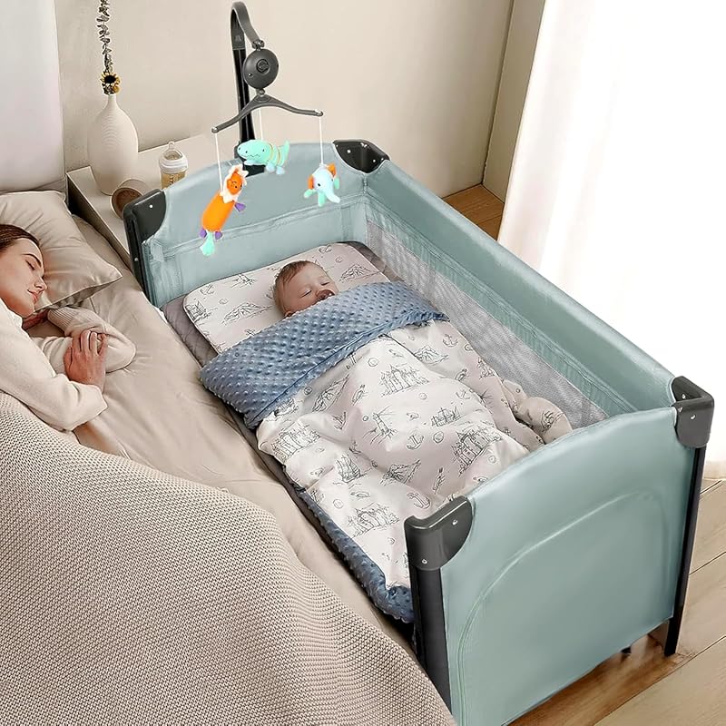 JOYMOR 3-in-1 Baby Bedside Bassinet Sleeper: Playpen, Foldable Travel 