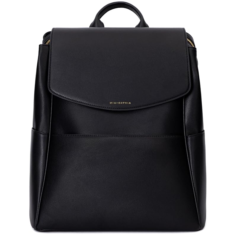 MIA + SOPHIA Leather Diaper Bag Backpack: USB Charging Port, Changing 