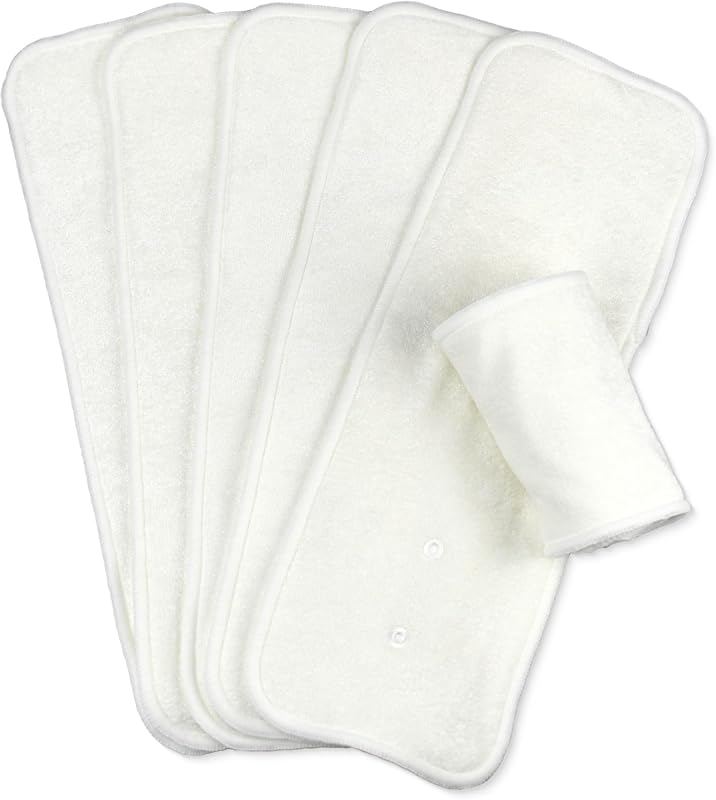 Mama Koala 5-Layer Natural Baby Cloth Diaper Inserts with Snaps, Adjus