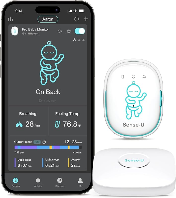 Sense-U Pro Long Range Baby Monitor: Tracks Breathing, Rollover, Tempe