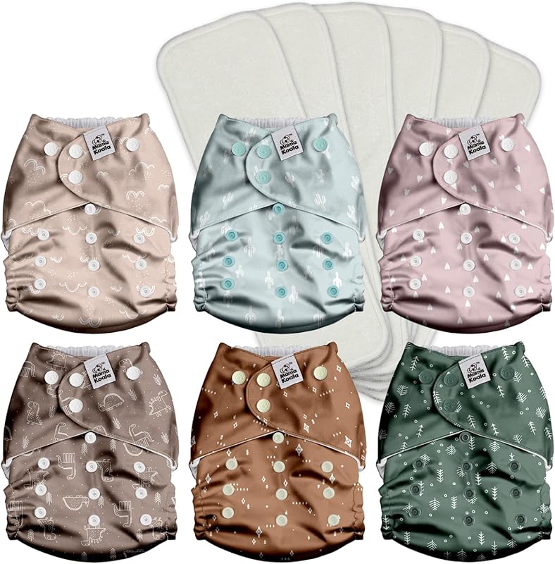 Mama Koala 3.0 Pocket Cloth Diapers with AWJ Lining – 6-Pack, Includes