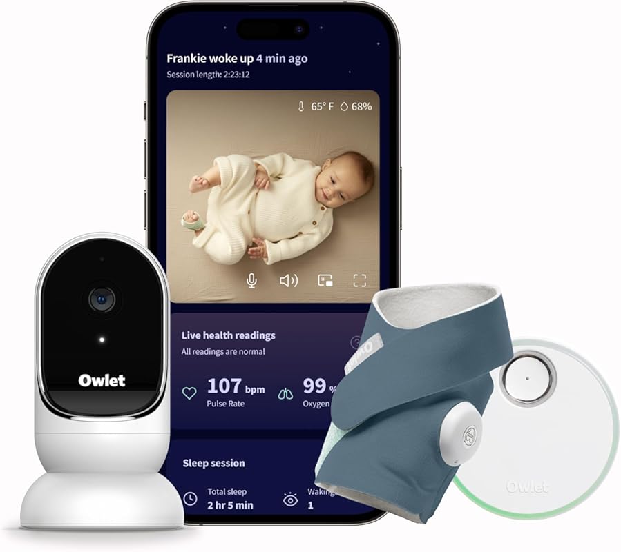 Owlet Dream Duo (Gen 3) Smart Baby Monitor: 2K HD Video Camera & Sock 