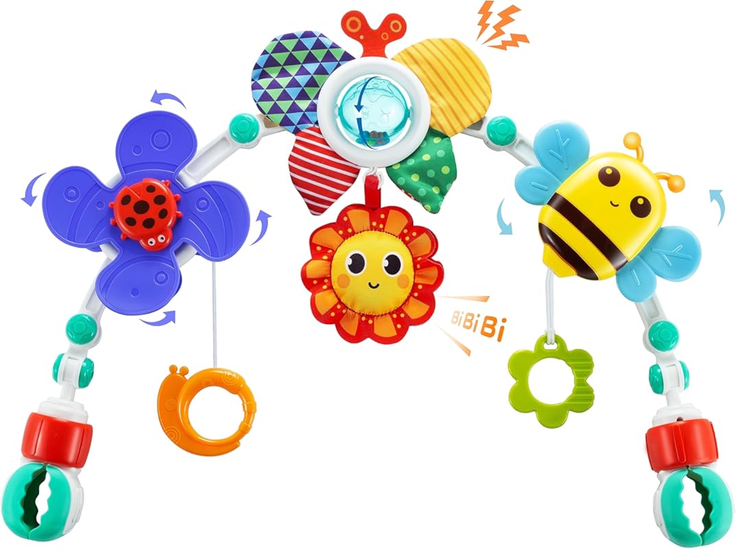 Adjustable Arch Bassinet Crib Toys for Infants, Stroller Arch with Han