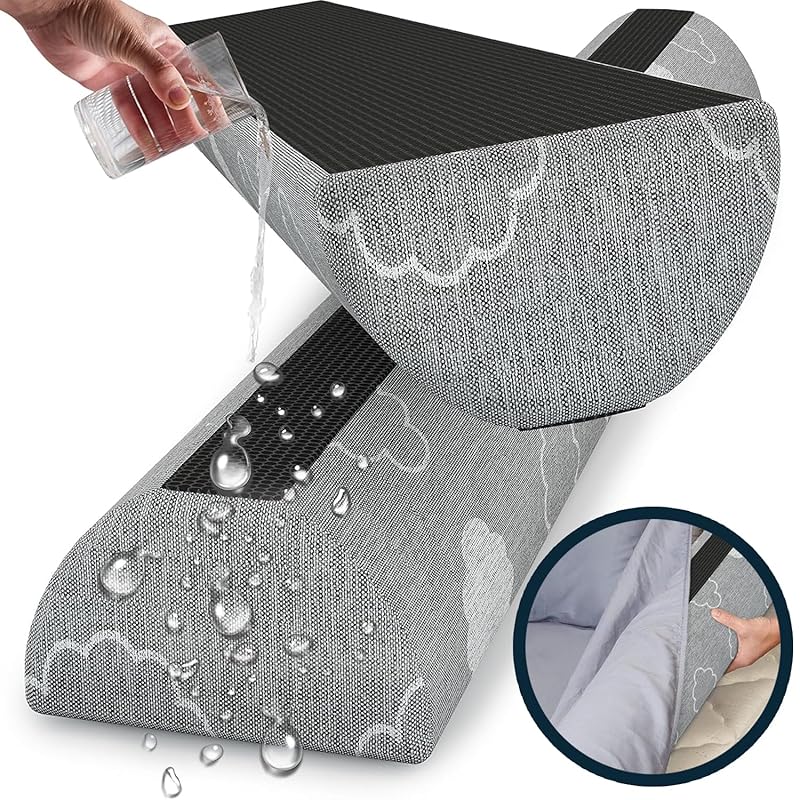 Sleepah Memory Foam Bed Bumpers for Toddlers, Waterproof, Washable, Du