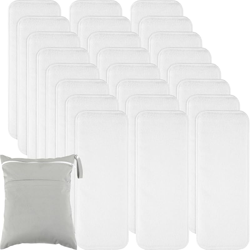Newborn Cloth Diaper Inserts, 3-Layer Reusable Microfiber Absorbent Br