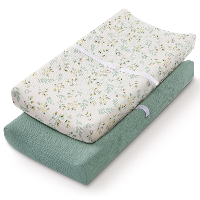 Blissful Diary Muslin Changing Pad Covers (2-Pack), Ultra Soft Breatha